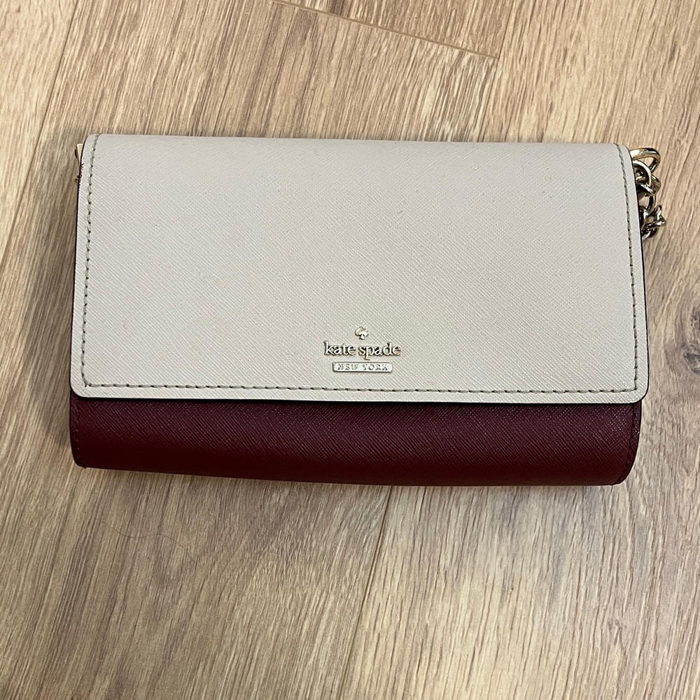 Kate Spade Cream and Burgundy Crossbody Bag